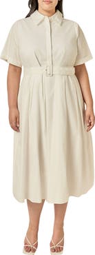 English Factory Belted Cotton Midi Dress