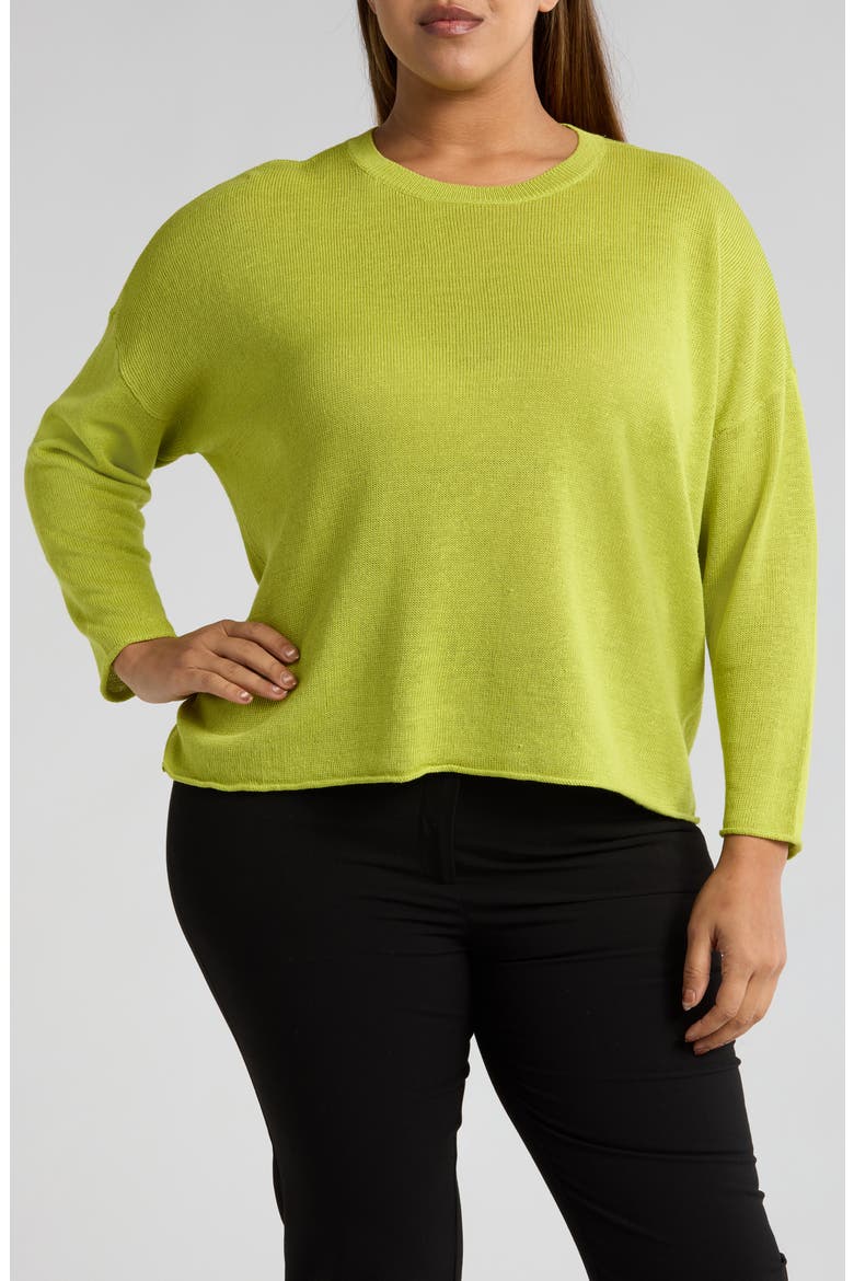Organic Linen & Organic Cotton Sweater, Main, color, CHARTREUSE