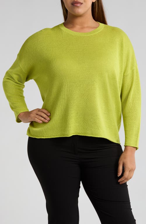 Eileen Fisher Petite Crewneck Linen T-shirt In Chartreuse