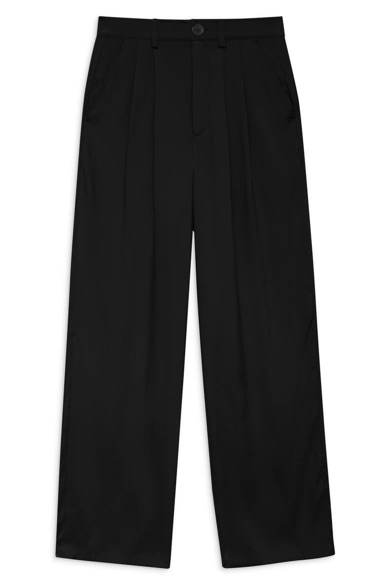 Carrie High Waist Wide Leg Silk Pants, Alternate, color, BLACK SILK