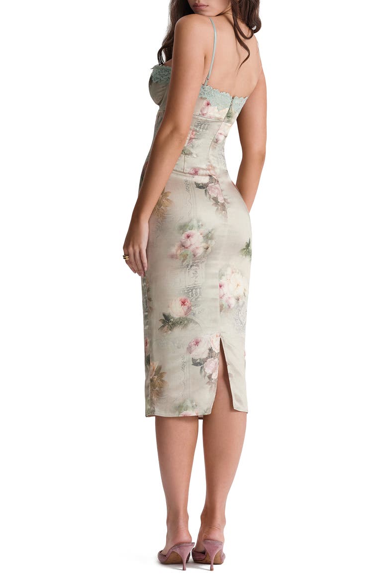Floral Lace Trim Underwire Cocktail Dress, Alternate, color, VINTAGE