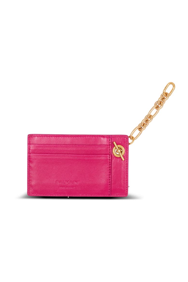 Pulse lambskin leather card holder, Alternate, color, pink