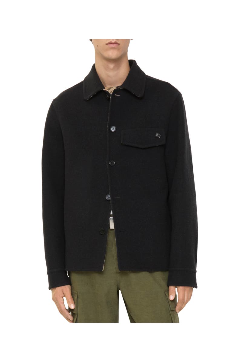 Burberry Wool Overshirt, Alternate, color, Black/Sand Beige