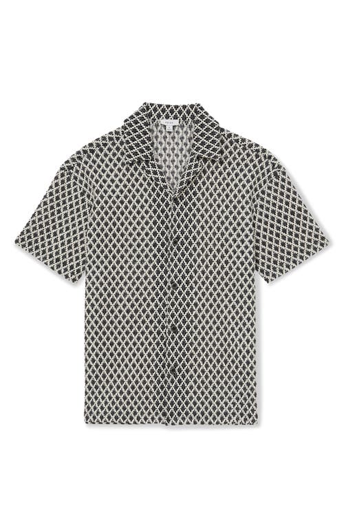 Reiss Sterling Crochet Camp Shirt In Gray