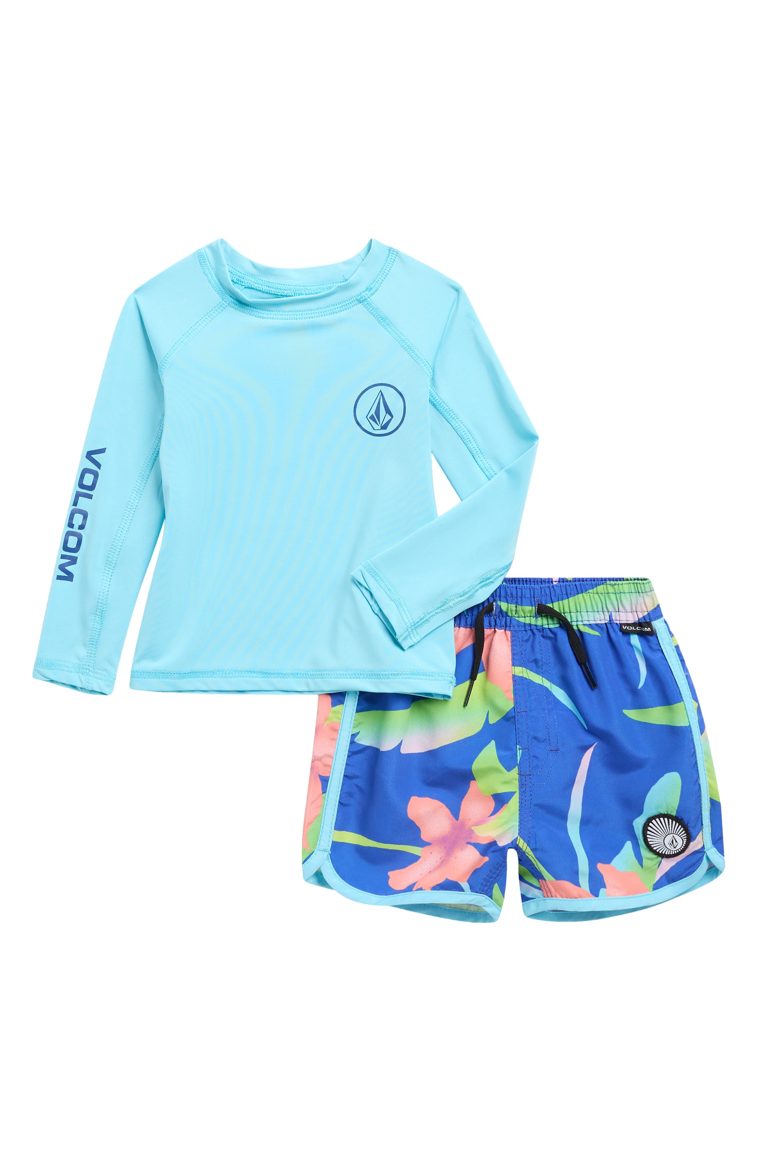 Volcom Long Sleeve Rashguard & Swim Trunks