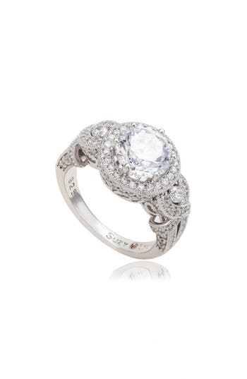 Suzy Levian Pavé Cubic Zirconia Engagement Ring