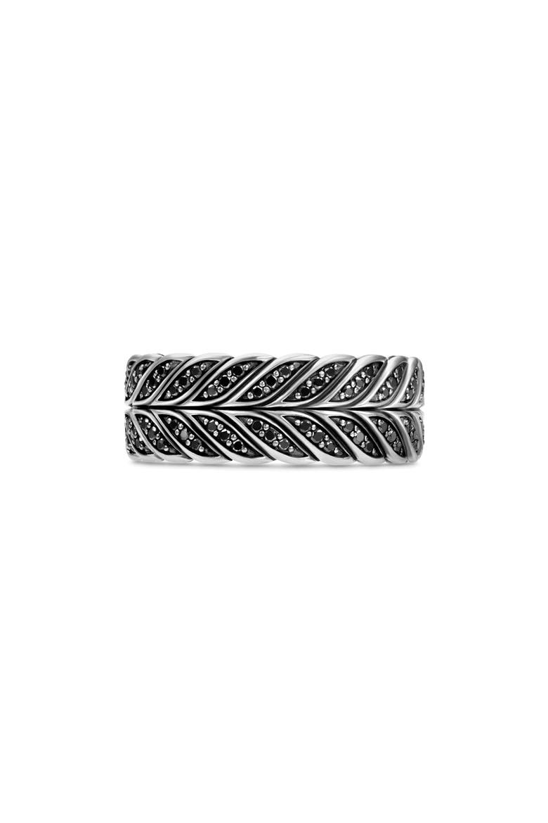 Chevron Band Ring in Sterling Silver with Black Diamonds, 9mm, Main, color, BLACK DIAMOND