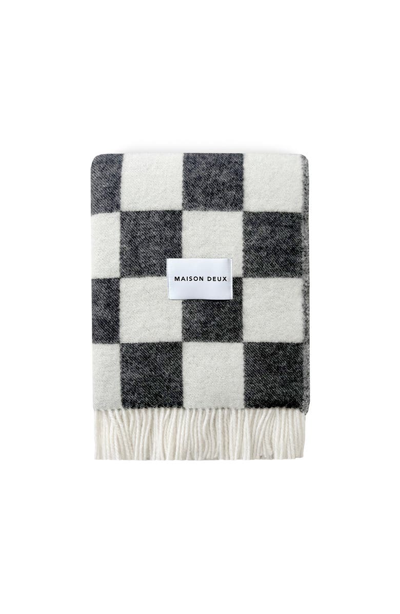 Maison Deux Checkerboard Blanket, Main, color, Black