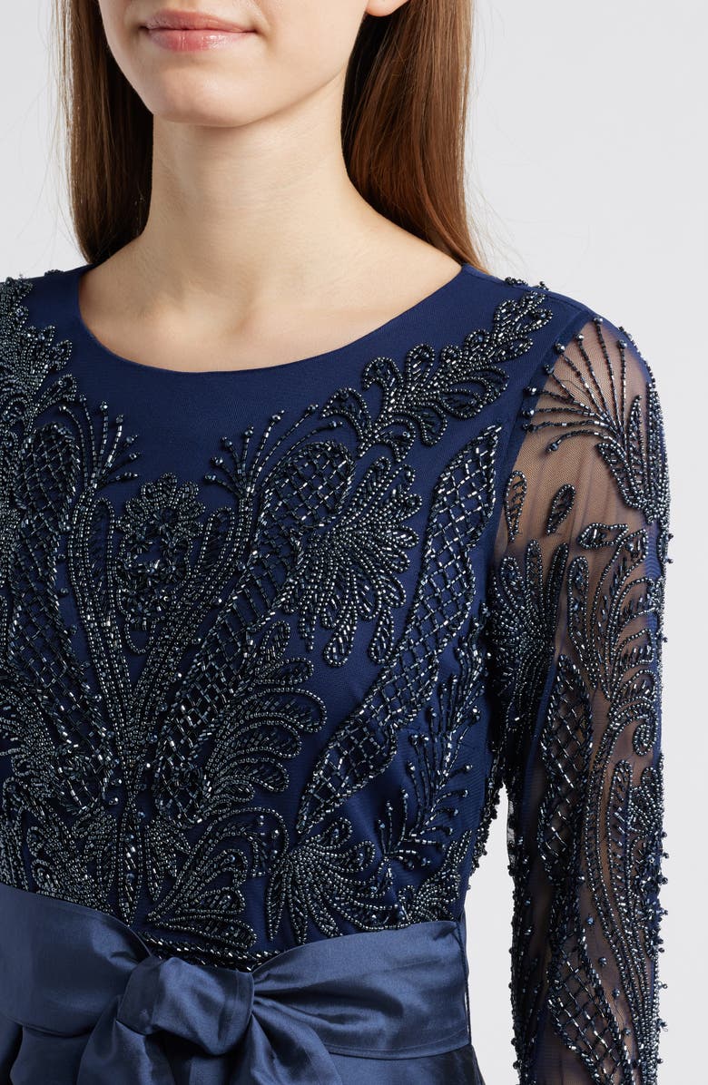 Pisarro Nights Beaded Long Sleeve Gown, Alternate, color,