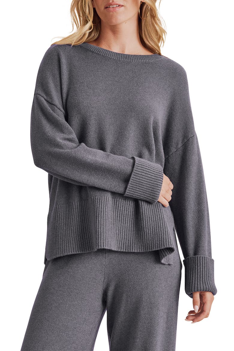 Haven Crewneck Cotton Blend Sweater, Main, color, ASH NAVY BLUE