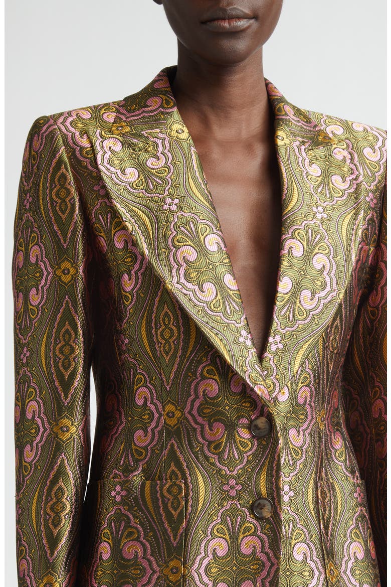 Fitted Jacquard Jacket, Alternate, color, MULTICOL ON GREEN BASE