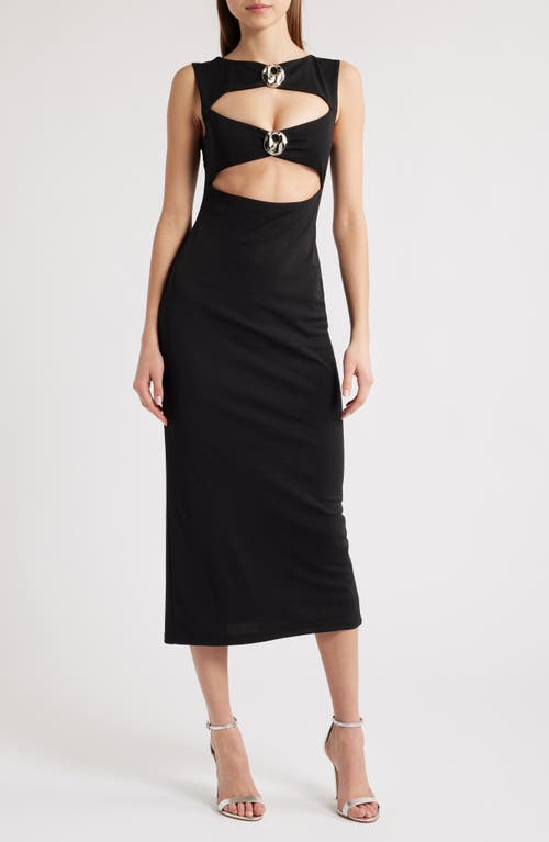 Lioness After Hours Cutout Midi Dress In Onyx