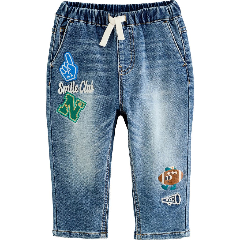 Next Kids' Character Patch Pull-on Jeans In Blue
