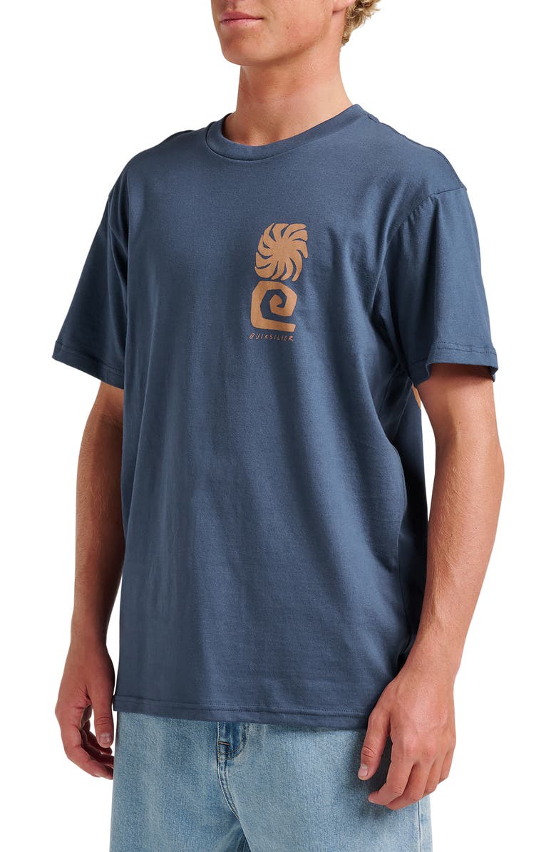 Quiksilver Peaceful Livin' Cotton Blend Graphic T-Shirt, Alternate, color, Navy