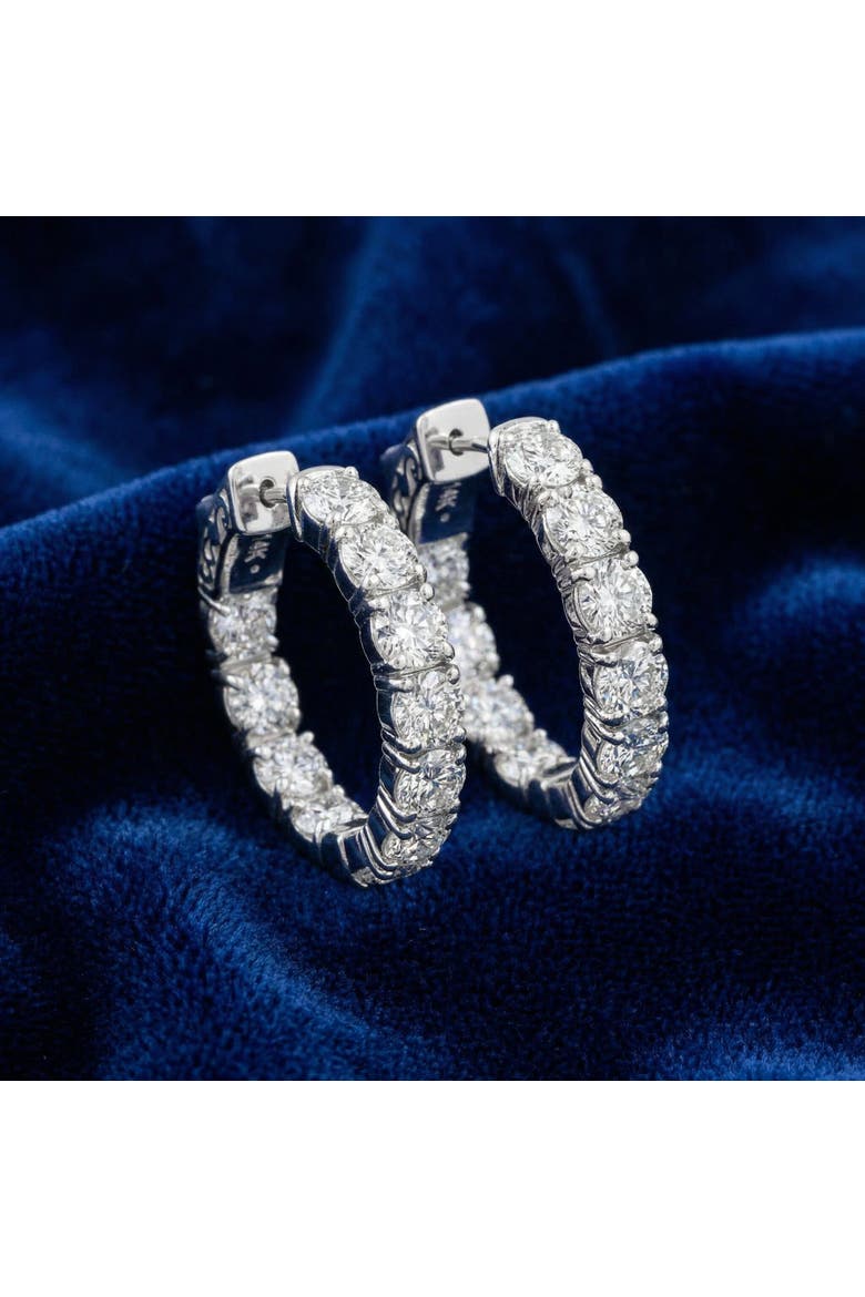 4.40 Ct TW Diamond Inside Outside Hoops Vault Lock 14k Gold Lab Grown 1" Tall, Alternate, color, 14k White Gold