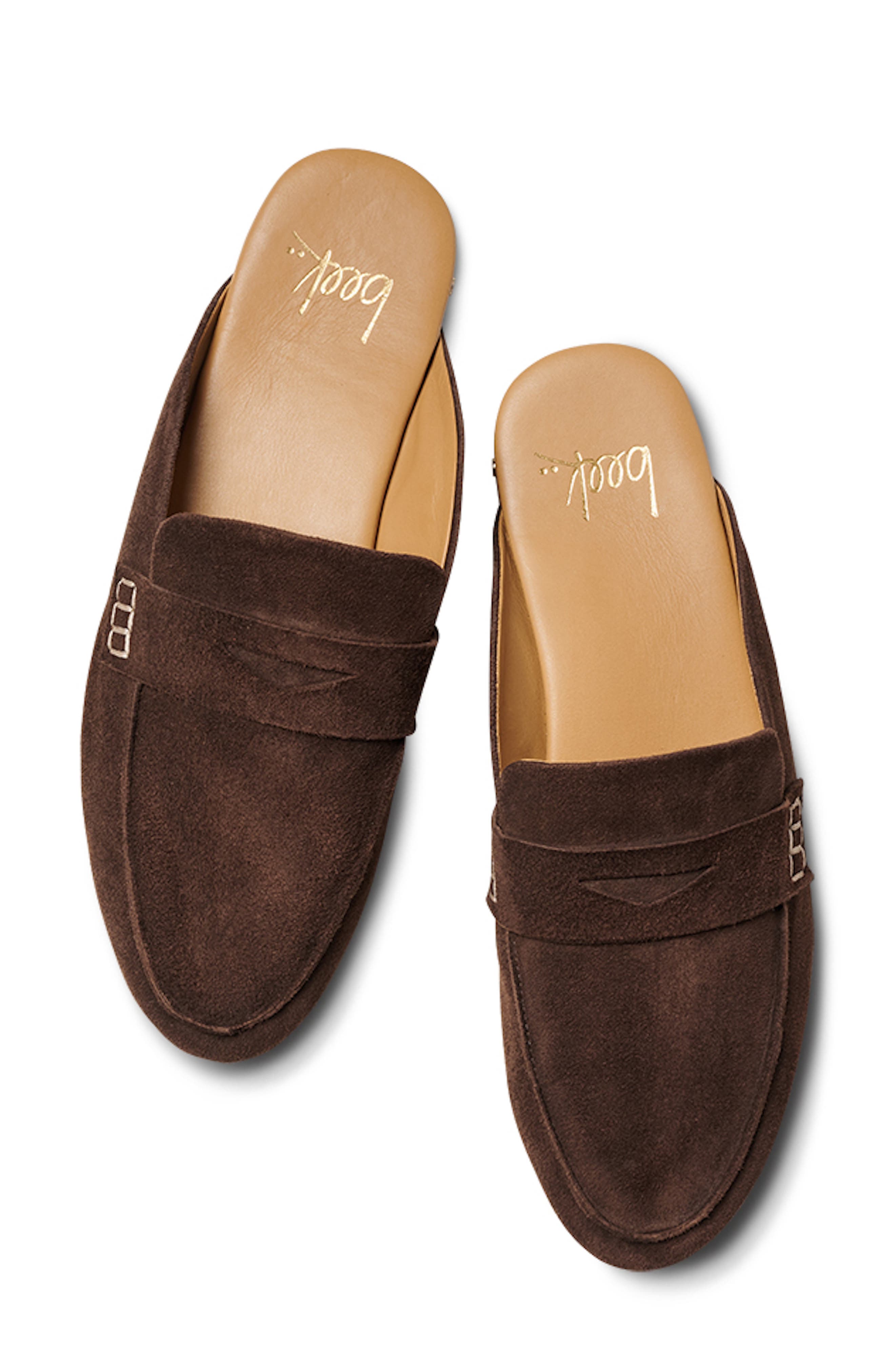 Mallard Leather Flat Mule, Alternate, color, COFFEE
