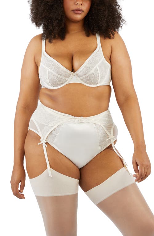Playful Promises Ellery Lace & Mesh Garter Belt In Pink