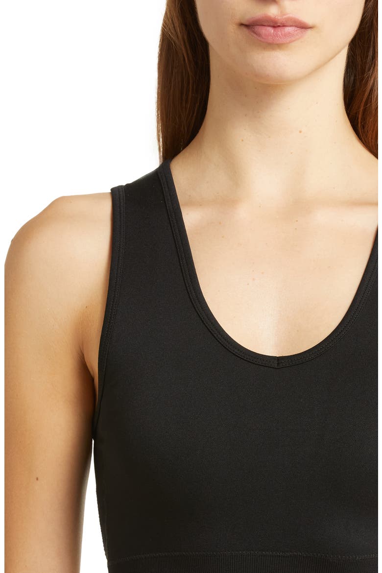 Perforated Seamless Longline Sports Bra, Alternate, color, BLACK