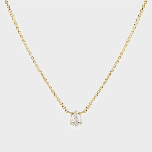 Hollywood Sensation Star Glimmer Dainty Cable Chain Necklace With Aaaaa Pear Cut Cubic Zirconia Pend In Gold