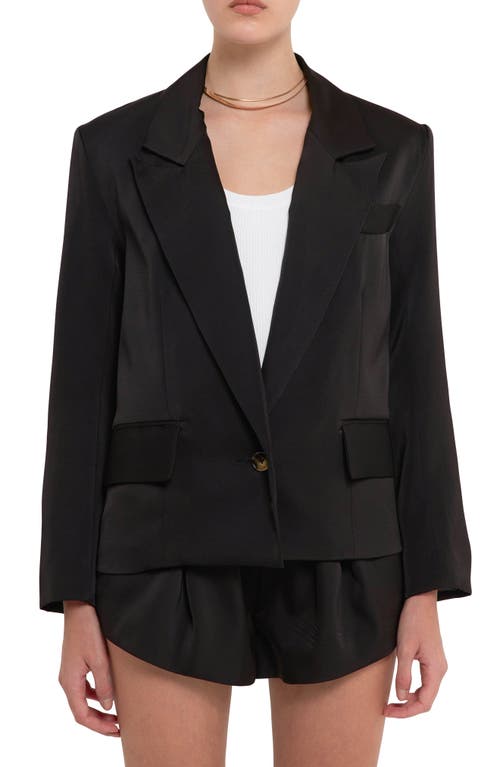Grey Lab One-Button Satin Blazer in Black at Nordstrom, Size Small