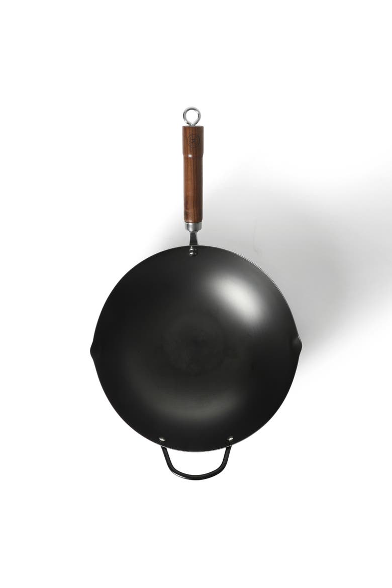 Chisholm 13.5-Inch Carbon Steel Nonstick Flat Bottom Wok, Alternate, color, Black