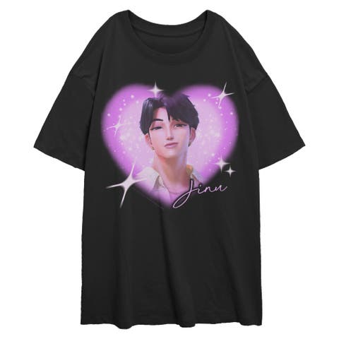 Junior's Jinu Love and Hearts Short Sleeve Oversized T-Shirt