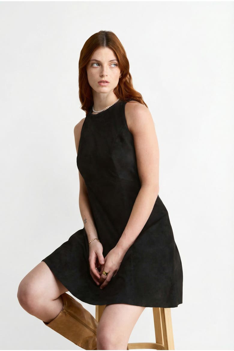 Helene Suede Dress, Alternate, color, Black