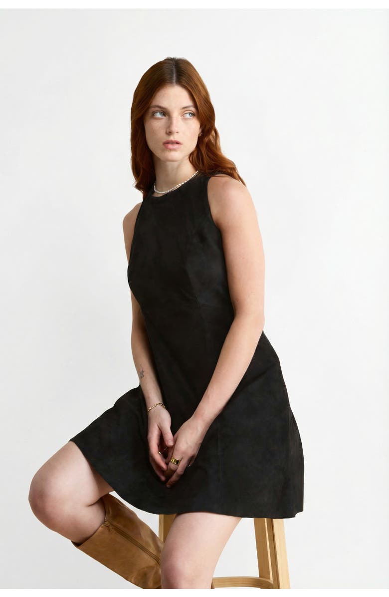 FURNIQ UK Helene Suede Dress, Alternate, color, Black