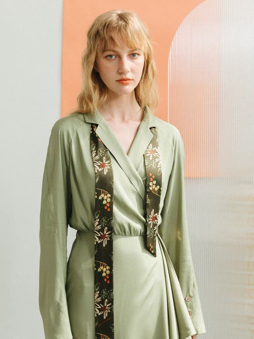 Lost Pattern Nyc "forest Charm" Silk Skinny Scarf In Multi