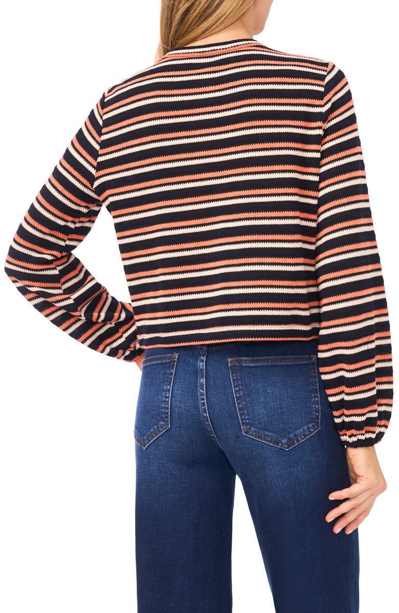 CeCe Stripe Knit Cardigan, Alternate, color, Rich Black