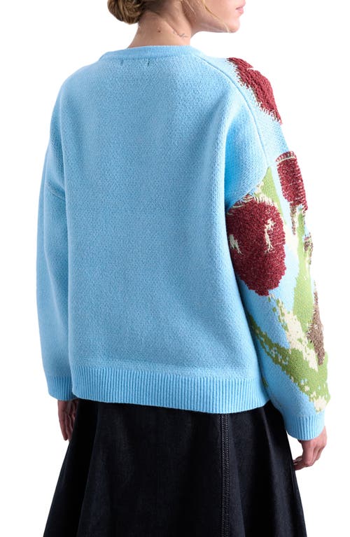 Topshop Tulip Textured Sweater In Blue