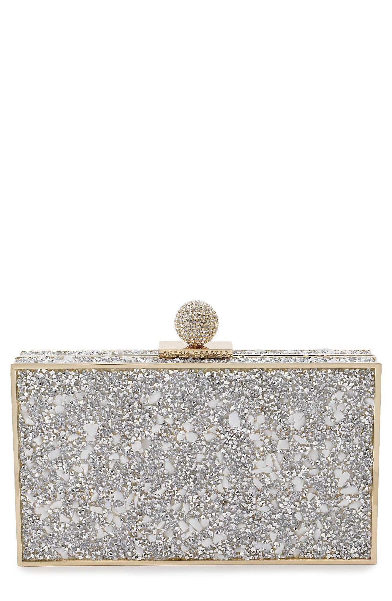 SOPHIA WEBSTER Clara Rock Crystal Box Clutch, Main, color, 