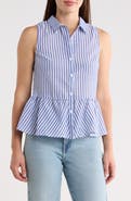Forgotten Grace Stripe Sleeveless Peplum Top