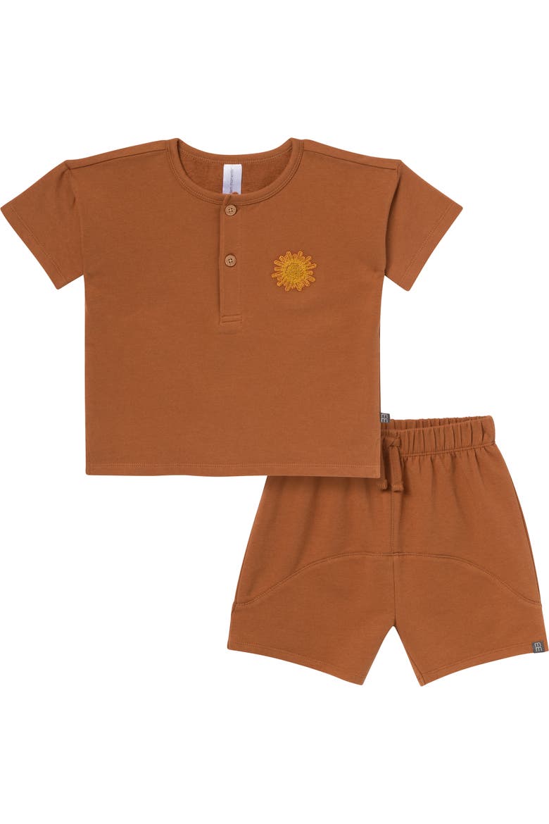 Henley Shirt and Shorts Set, Main, color, Brown