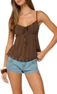 EDIKTED Lissey Plaid Tie Babydoll Top