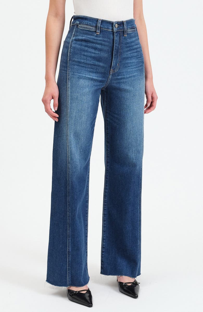 DAZE Far Out High Waist Raw Hem Wide Leg Jeans, Alternate, color, 