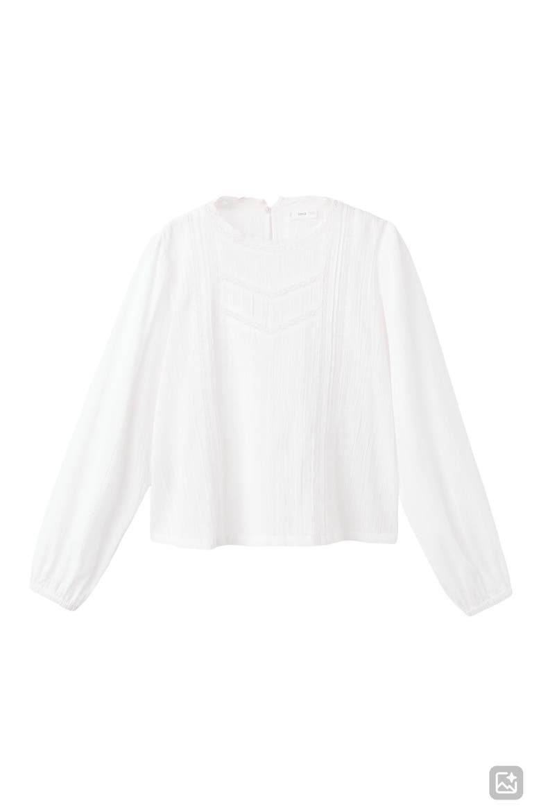 Lace Inset Cotton Top, Main, color, OFF WHITE