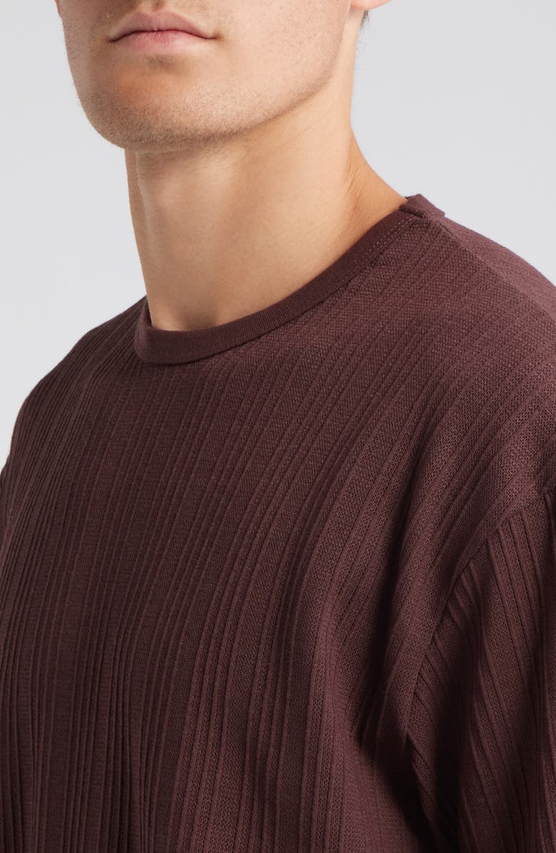 Topman Textured Stripe T-Shirt, Alternate, color, Brown