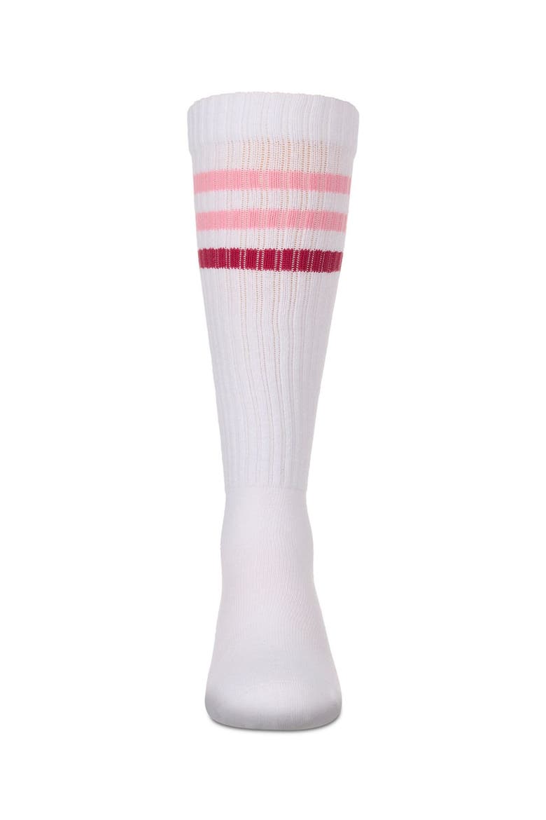 TwoTone Varsity Stripe Knee High Socks, Alternate, color, Pink