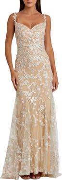 Mac Duggal Floral Embroidered Corset Bodice Gown
