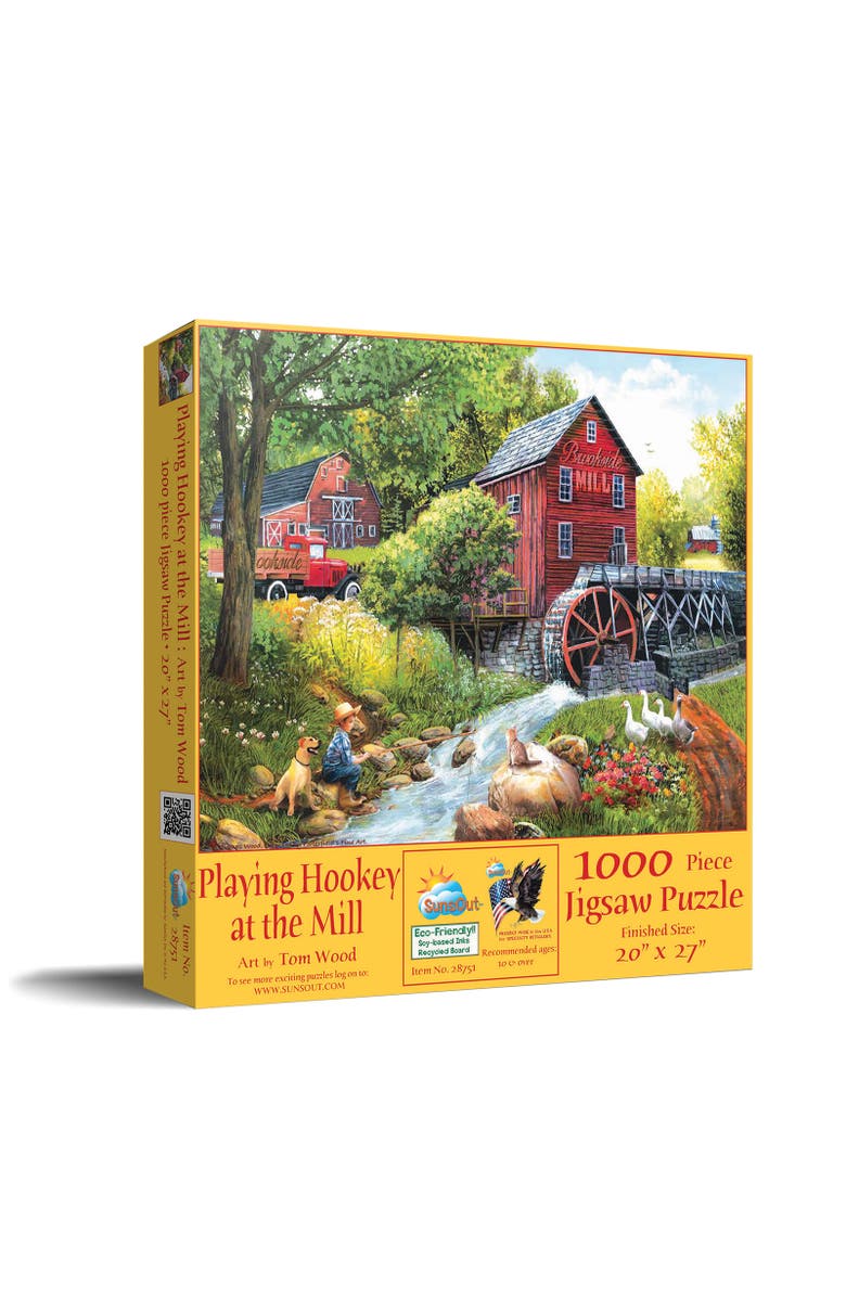 Sunsout Playing Hookey at the Mill 1000 piece Jigsaw Puzzle for Adults, Main, color, Multicolor