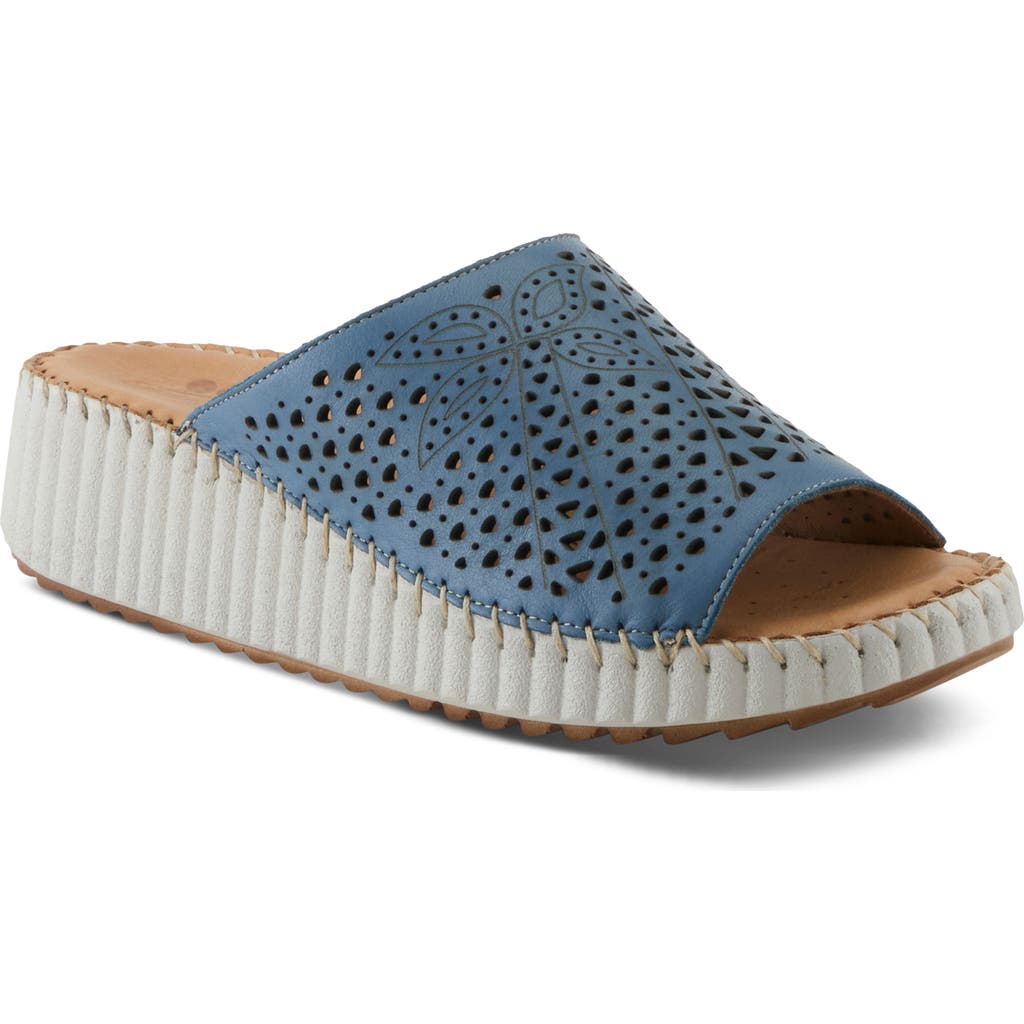 Spring Step Rhydian Wedge Sandal In Blue
