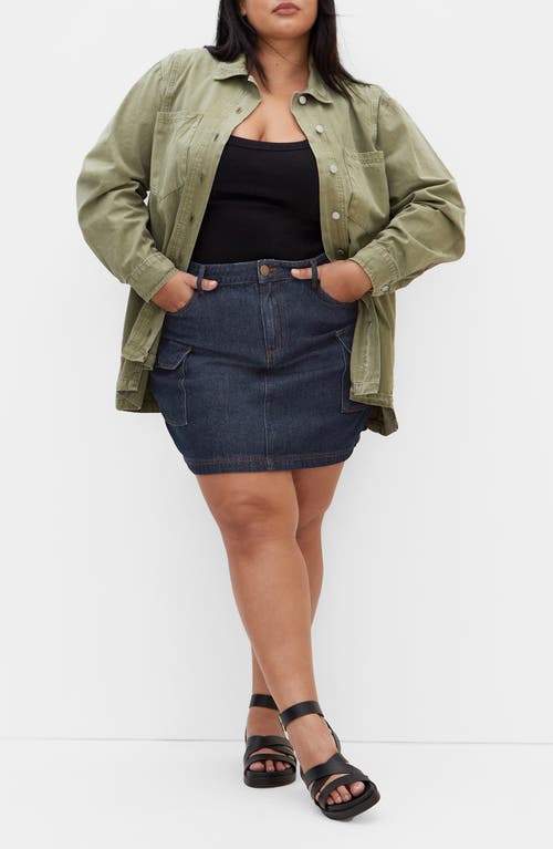 City Chic Liv Cotton Shirt Jacket In Khaki