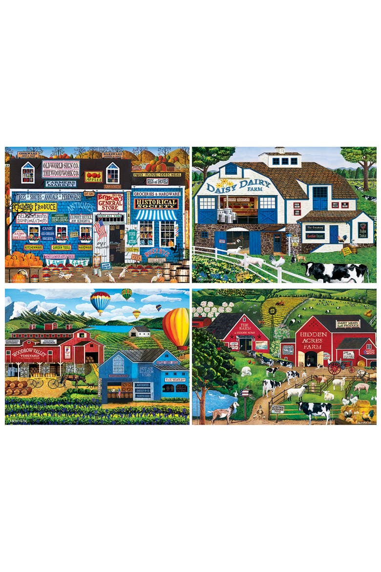 A.M. Poulin Gallery 500pc Puzzles 4 Pack, Alternate, color, Multicolor