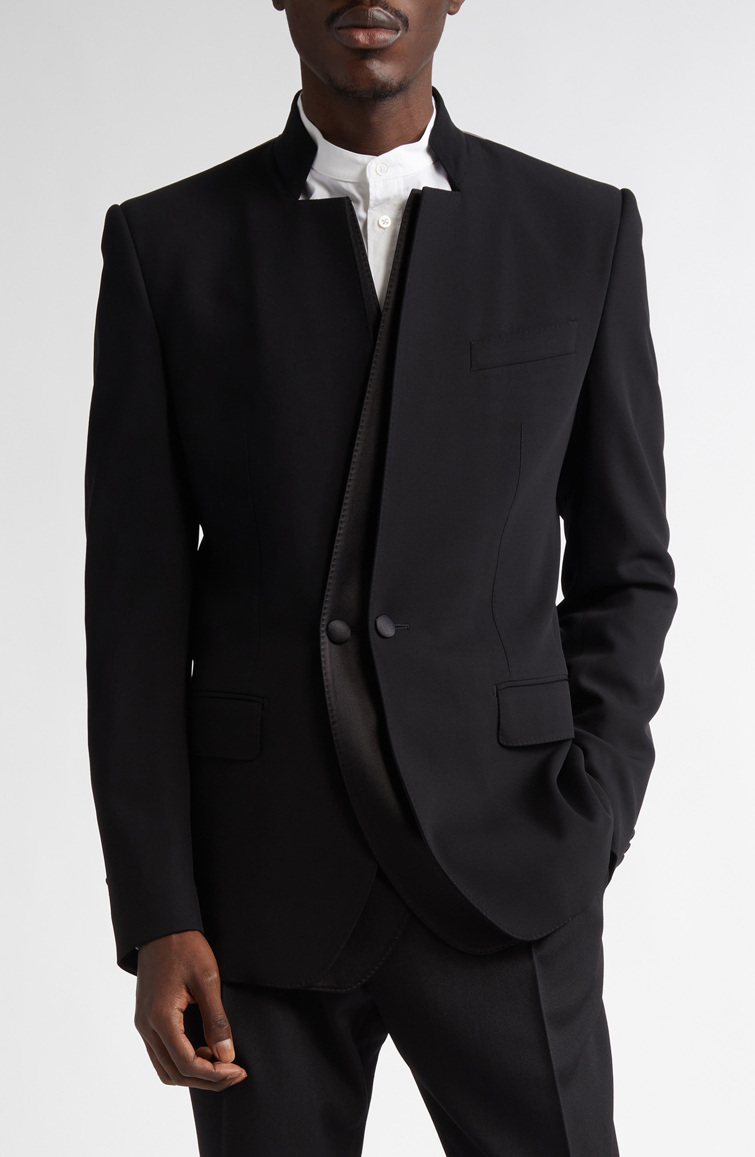 Double Breasted Wool & Silk Blend Gabardine Jacket