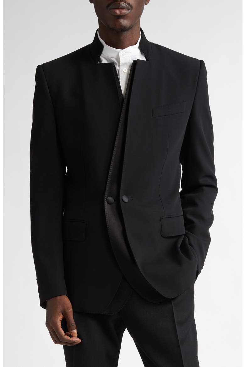 Double Breasted Wool & Silk Blend Gabardine Jacket, Main, color, N0000 NERO