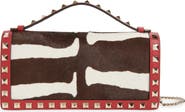 Valentino Garavani Rockstud Genuine Calf Hair Wallet with Crossbody Strap
