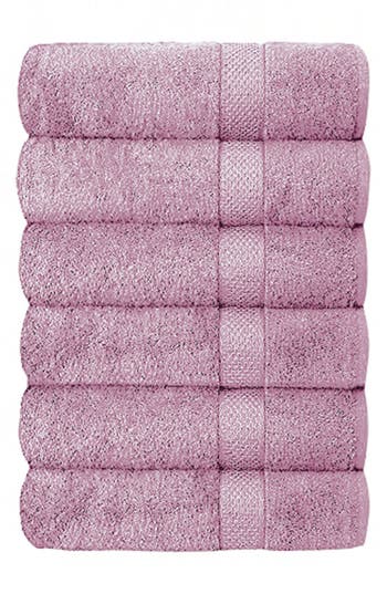 J&v Textiles J And V Textiles Set Of 6 Plush Towels In Pink