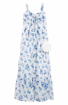 Speechless Kids' Floral Bow Front Maxi Dress & Flower Purse Set