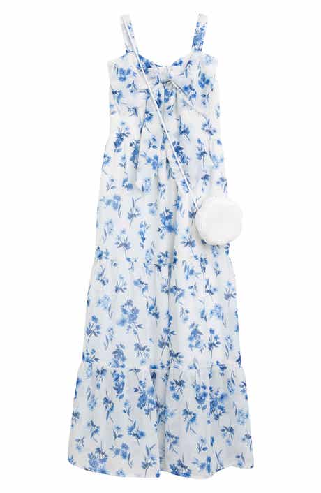 Speechless Kids' Floral Bow Front Maxi Dress & Flower Purse Set